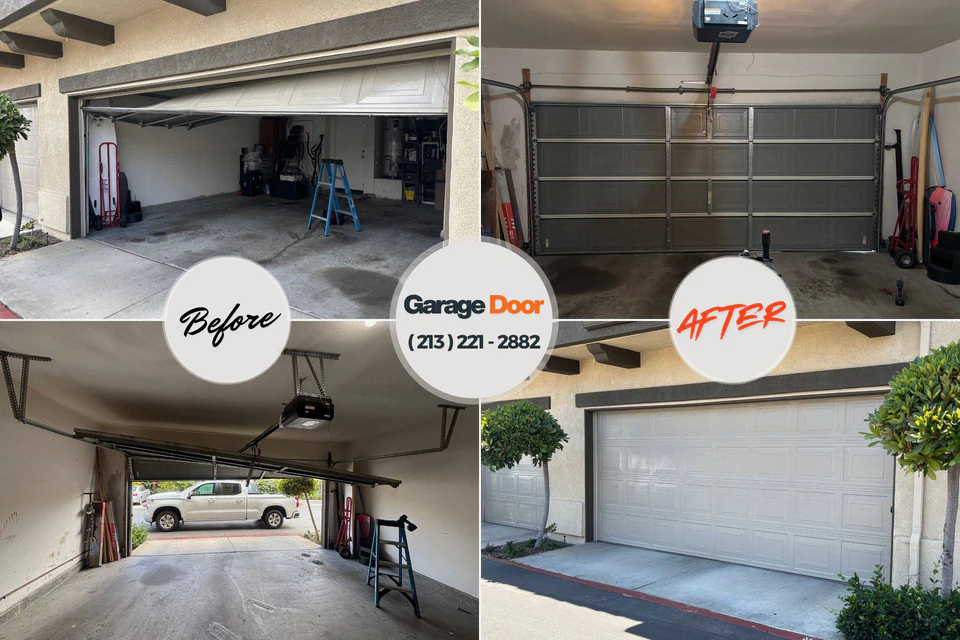Before and after: garage door repair Ottawa, KS